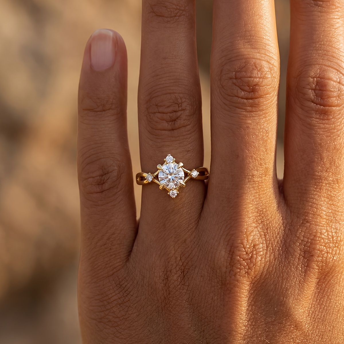 Women's Geometric Luxury Snowflake Ring, Exquisite Design